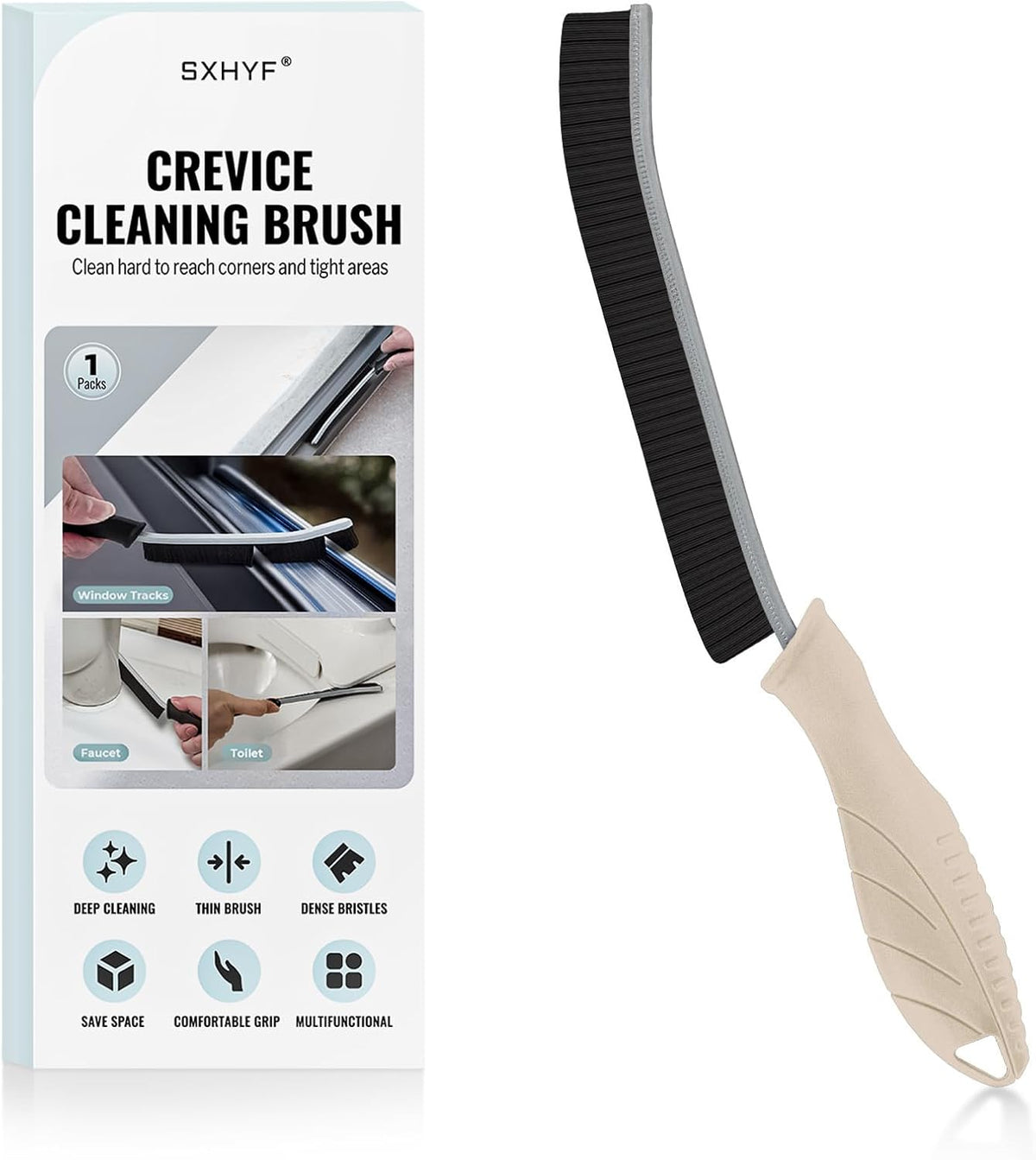 SXhyf Crevice Cleaning Brush - Grout Scrub Brush, House Cleaning Supplies, Gap Cleaning Tools, Home Essentials, Gifts for Women Men, Hard Bristle Crevice Cleaner Brush for Household Use, Bathroom