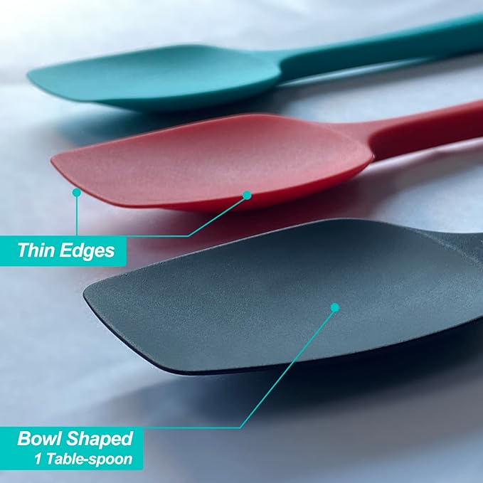 Silicone Spatula Set, Heat Resistant Rubber Spoon Spatula with Seamless One Piece Design, Non-Stick Spoonula, Flexible Scrapers Baking Mixing Tool,3 Pack, Multi-color