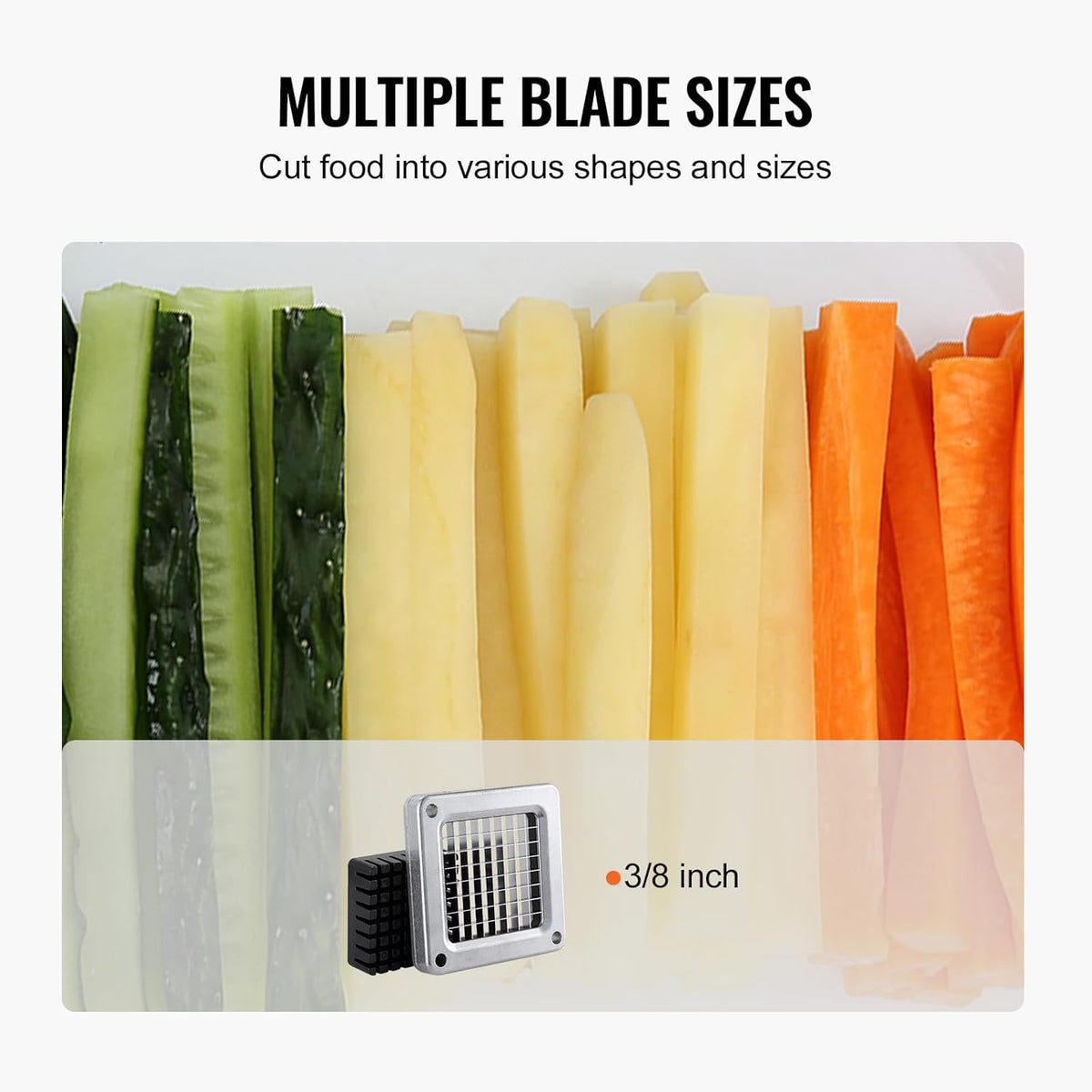 VEVOR French Fry Cutter, Potato Slicer with 3/8-Inch Stainless Steel Blade, Manual Potato Cutter Chopper with Suction Cups, Great for Potato, French Fries, Cucumber, Vegetables, Carrot