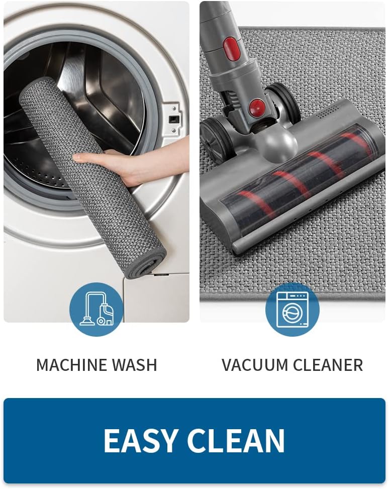 Kitchen Rugs and Mats Non Skid Washable, Absorbent Runner Rugs for Kitchen, Front of Sink, Kitchen Mats for Floor(Dark Grey, 20"x47")