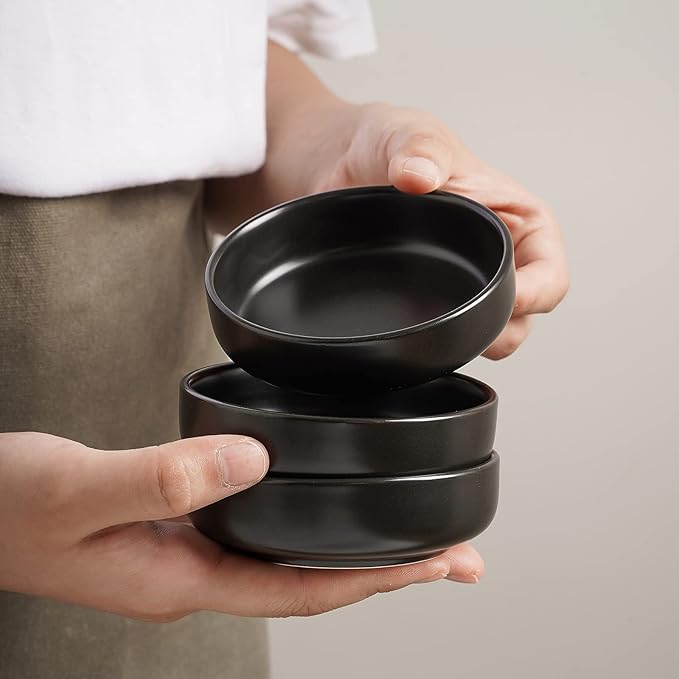 Selamica 3.3 Inch Soy Sauce Dish Ceramic Dipping Bowls Side Dishes Small Appetizer Pinch Bowls for Condiments, Sushi, Ketchup, BBQ-Set of 12(Matte Black)
