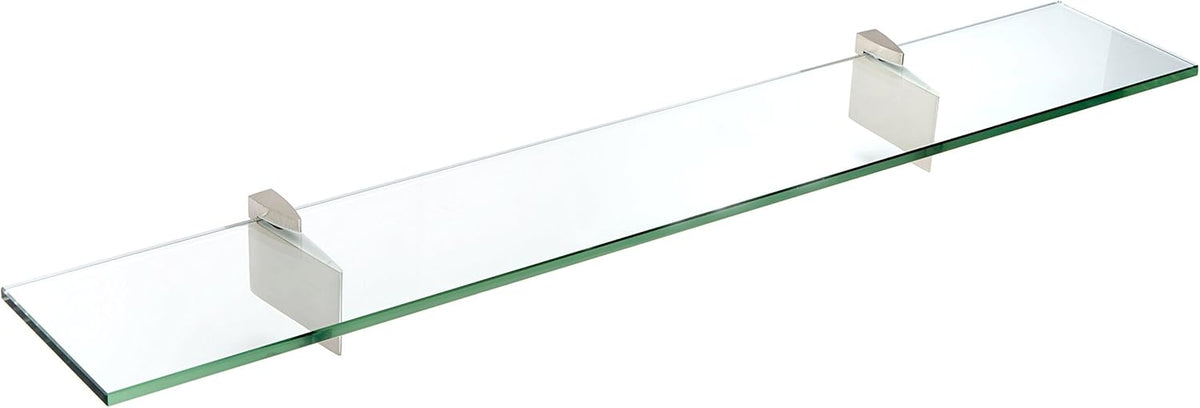 Spancraft Glass R-12x48-Brushed Steel Raven Glass Shelf, Brushed Steel, 12" x 48"