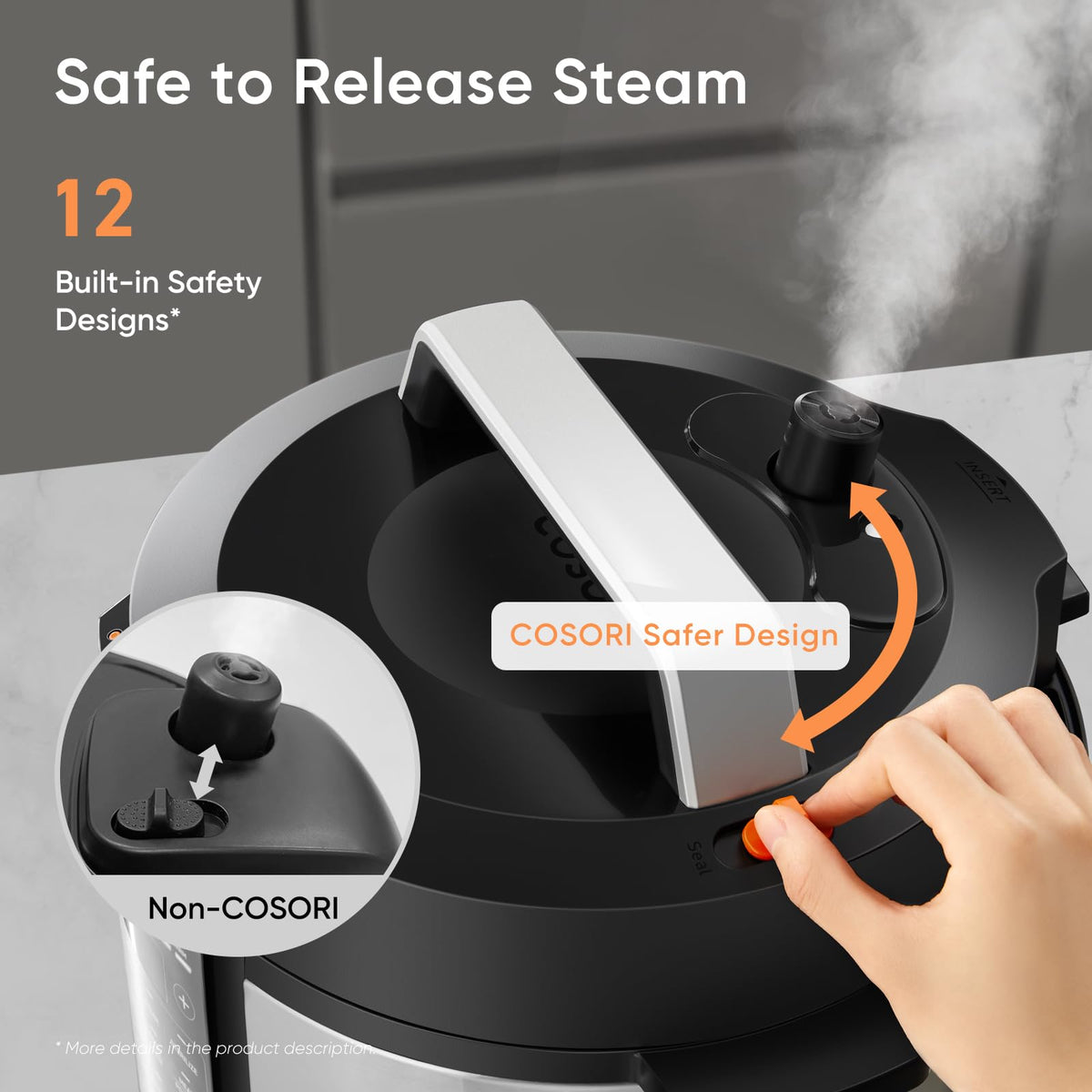 Cosori Pressure Cooker 6QT, 9-in-1, Ceramic Coating Pot, 12 Safety Features