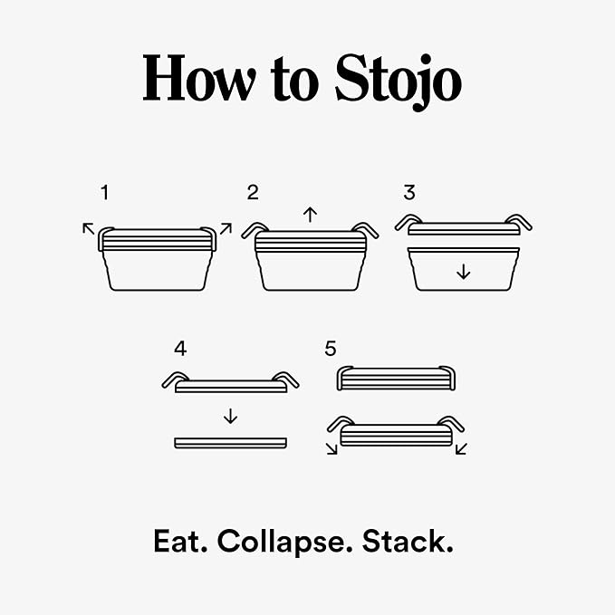 STOJO Collapsible Sandwich Box – 24oz, Reusable Food Storage Container, Silicone Bowl for Hot/Cold Food – Meal Prep, Lunch, Camping, Hiking – Dishwasher Safe (Set of 1, Steel)