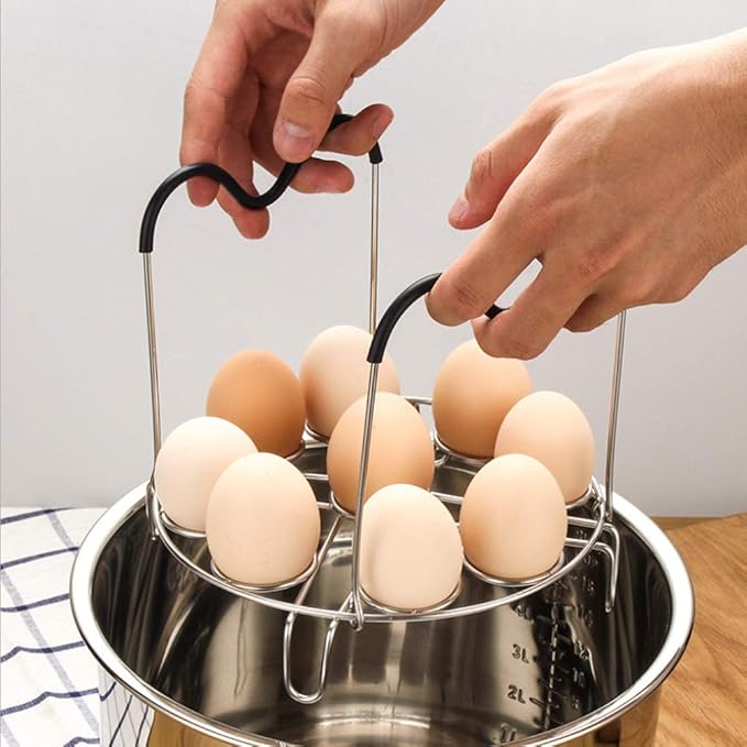 Egg Steamer Rack Trivet with Heat Resistant Handles for Instant Pot Accessories 5,6,8 Quart & Pressure Cooker, Stainless Steel
