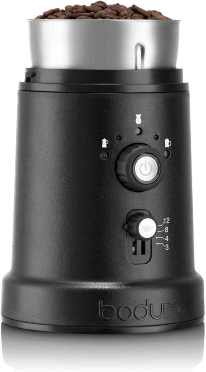 Bodum Bistro Electric Coffee Blade Grinder, Adjustable, 5 Grind Settings, 3 Ounces, Black