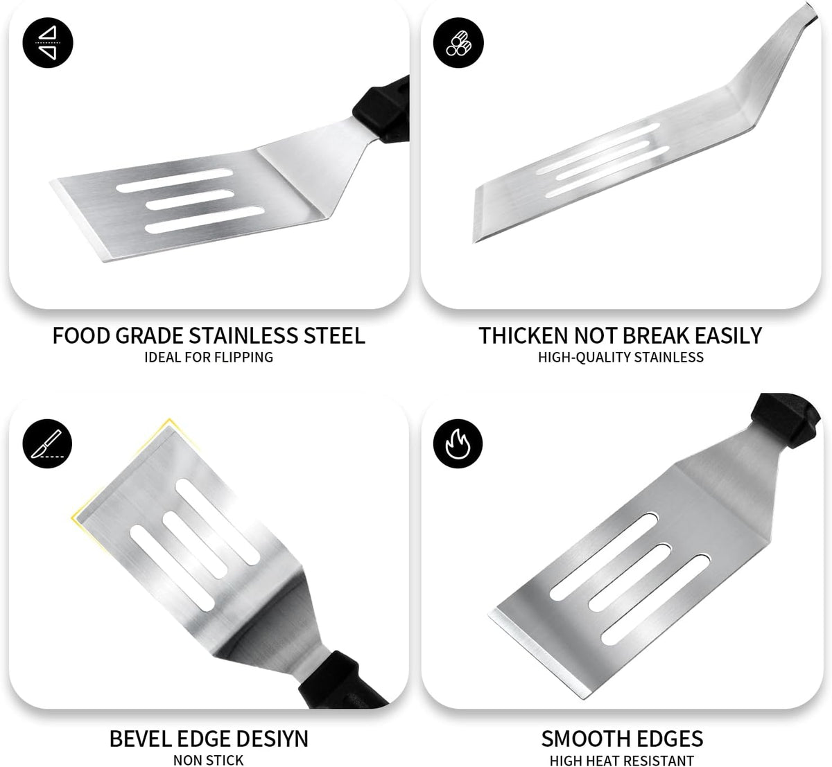 Metal Spatulas 1 PC, Stainless Steel Spatula with Heat Resistant Handle, 9.8 Inch Stainless Steel Spatula Ideal for Desserts, Pancakes, Eggs, Griddle Scraper or BBQ