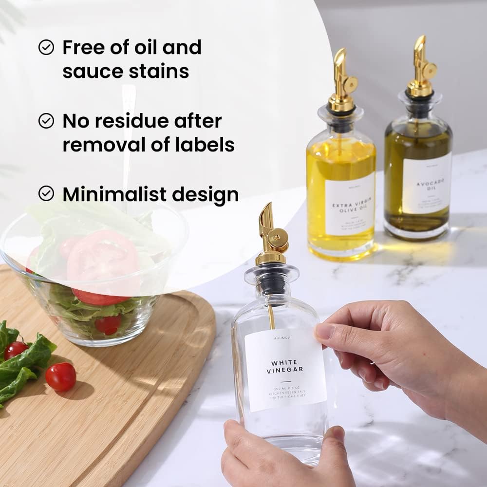 Molimoli - Premium Olive Oil Dispenser Bottles for Kitchen with Pourer - Oil and Vinegar Dispenser Set, Glass Dispenser for Kitchen, Dispenser Bottle of 350ml - Set of 2
