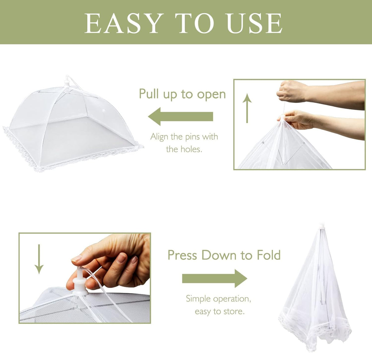 7Pack Various Size (40x24*1,17x17*2,14x14*2,12x12*2) Pop-up Food Tents Food Covers for Outside Mesh to Keep Bugs away,Reusable Collapsible Food Nets for Picnic Party BBQ Wedding Fruit