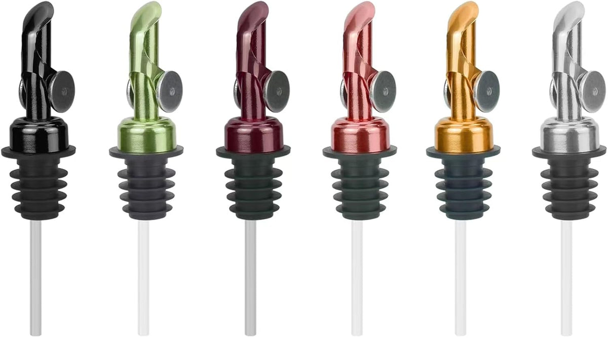 MEETSWEET Olive oil dispenser nozzle, stainless steel automatic opening and closing nozzle, leak proof, suitable for olive oil, vinegar, wine, and other liquid bottles (green 2 pcs)