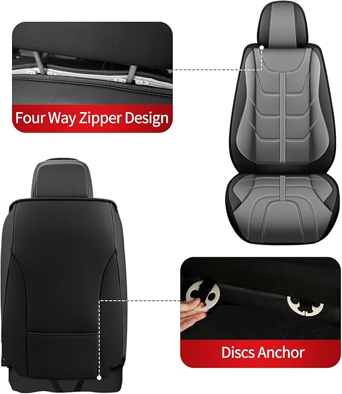 TTX LIGHTING Car Seat Covers fit for Toyota Corolla 1994-2019 Front Seat: Premium Leather Automotive Seat Cover with Airbag Compatible Waterproof (2 Seats, Black & Gray)