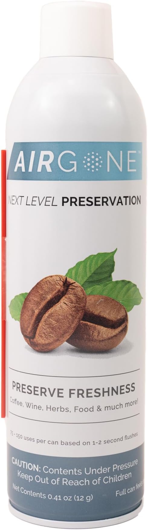 Airgone Argon Gas Flush for Wine, Coffee and Food Preservation - Fresh Port and Airscape Preserver Accessory - Extend Freshness, Protect Taste - Food Grade Inert Gas Argon Spray Canister