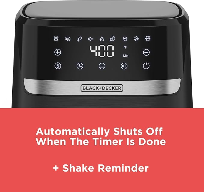 BLACK+DECKER Purifry 6QT Air Fryer, Crispy Deep Fried Taste without the Fat, Plus Bake, Dehydrate, and Keep Food Warm, Digital Touchscreen and Auto Shut-Off