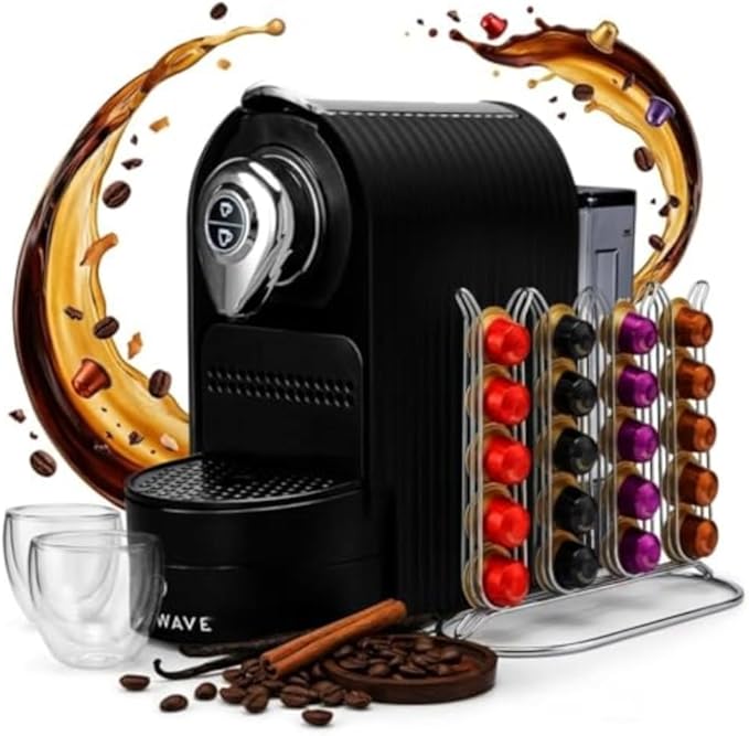 ChefWave Káva Espresso Machine - Nespresso-Compatible, 20 Bar Pressure, Fast Heat-Up, Compact Design, Auto Off, Dishwasher-Safe Water Tank