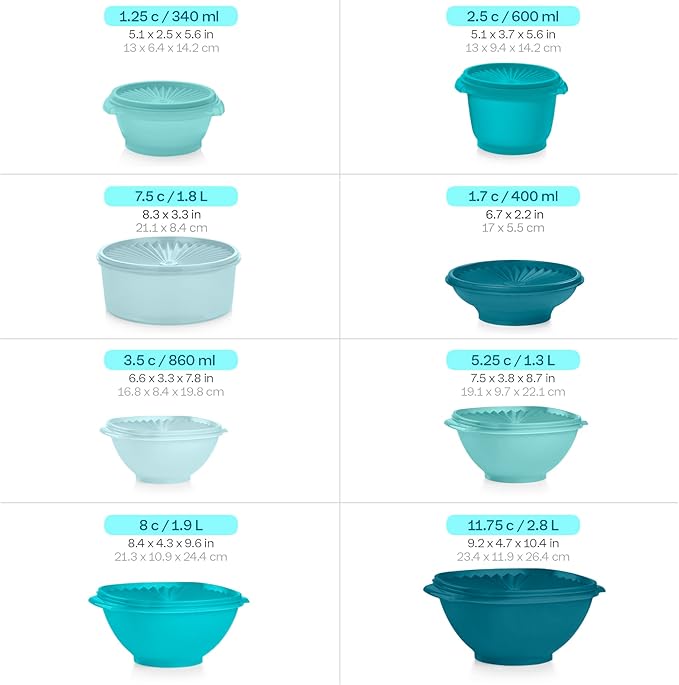 Tupperware Heritage Collection, New 36 Piece Food Storage Container Set in Vintage Green, Dishwasher Safe and BPA Free (18 containers, 18 lids)