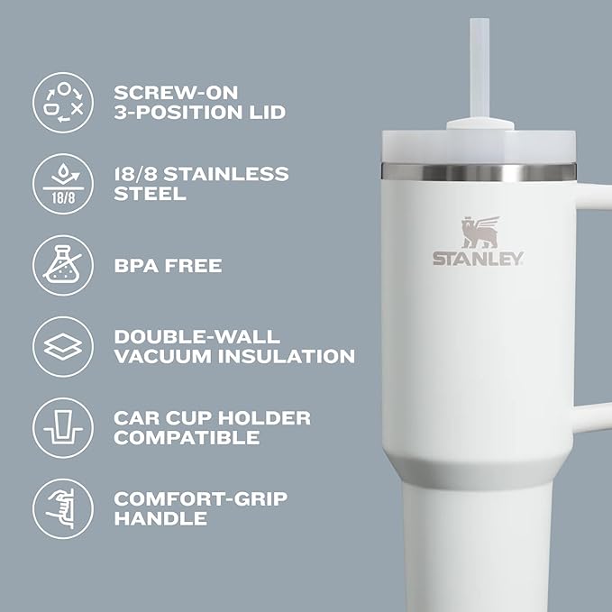 STANLEY Quencher H2.0 Tumbler with Handle and Straw 20 oz | Flowstate 3-Position Lid | Cup Holder Compatible for Travel | Insulated Stainless Steel Cup | BPA-Free | Cobalt