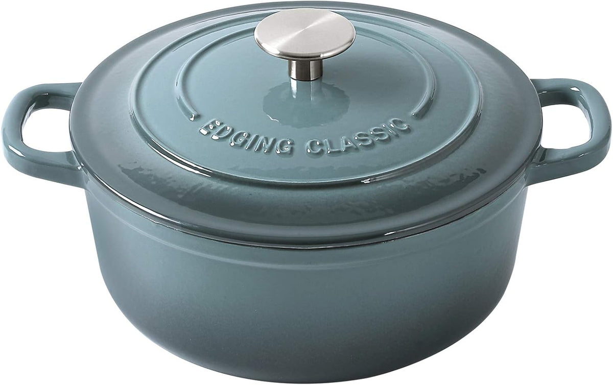 Enameled Cast Iron Covered 5.5 Quart Dutch Oven with Dual Handle, Slateblue