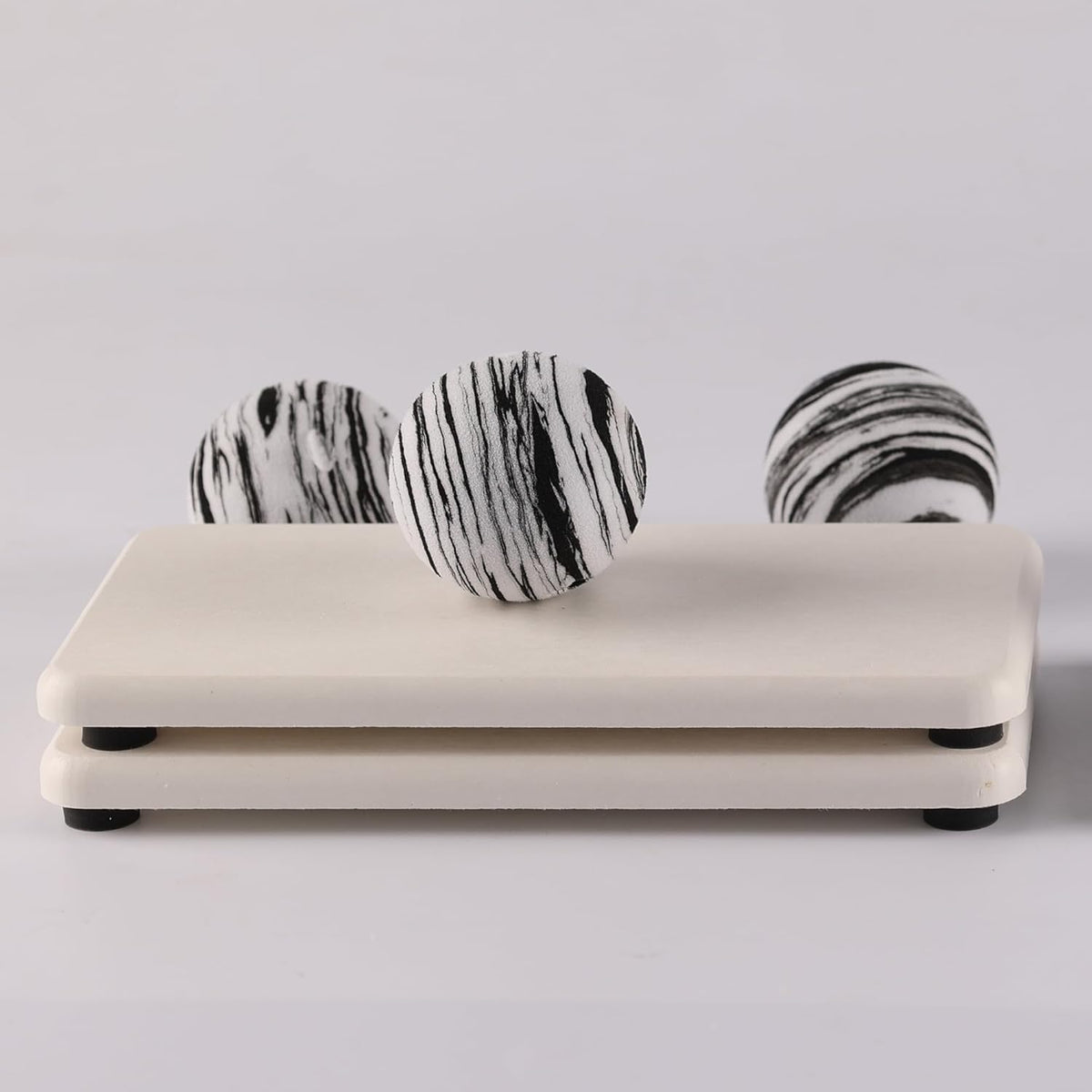 2 Pcs Water Absorbing Stone Trays, Kitchen/Bathroom Sink Soap Dish, Diatomite Tray Used for Hand Soap & Cosmetic Bottles in The Modern Home, 3.15" W x 6.3" L, White