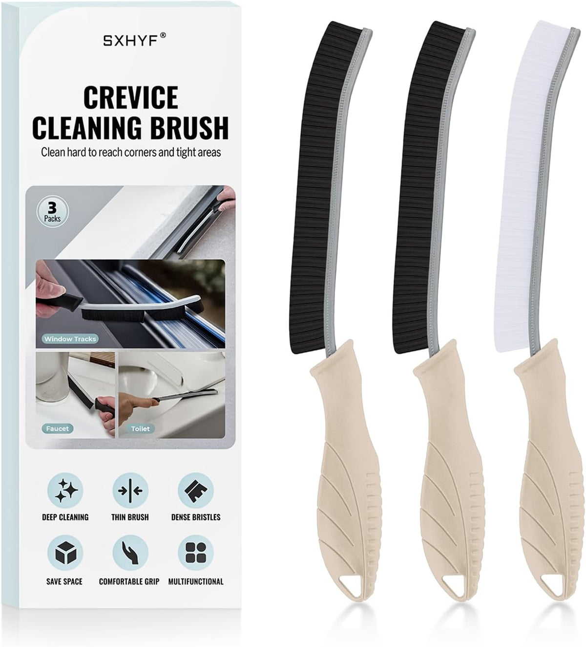 SXhyf Crevice Cleaning Brush - Grout Scrub Brush, House Cleaning Supplies, Gap Cleaning Tools, Home Essentials, Gifts for Women Men, Hard Bristle Crevice Cleaner Brush for Household Use, Bathroom