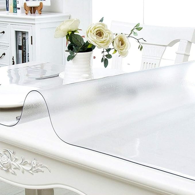 NECAUX Custom 39 x 61 Inch Frosted Table Cover Protector, 1.5mm Thick Plastic Waterproof Heavy Duty Desk Pad Mat Non-Slip Tablecloth Protector for Coffee Table, Sofa Table, Media Stand, Countertop