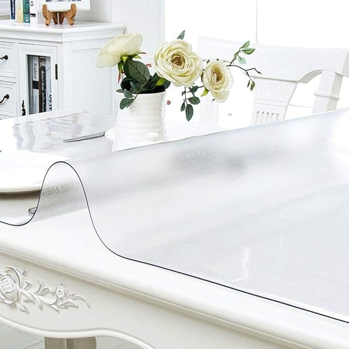 NECAUX Custom 20 x 55 Inch Frosted Table Cover Protector, 1.5mm Thick Plastic Heavy Duty Table Pad Desk Mat Desk Protector for Office Computer Writing Desk, Sofa Table, Media Stand, Coffee Table