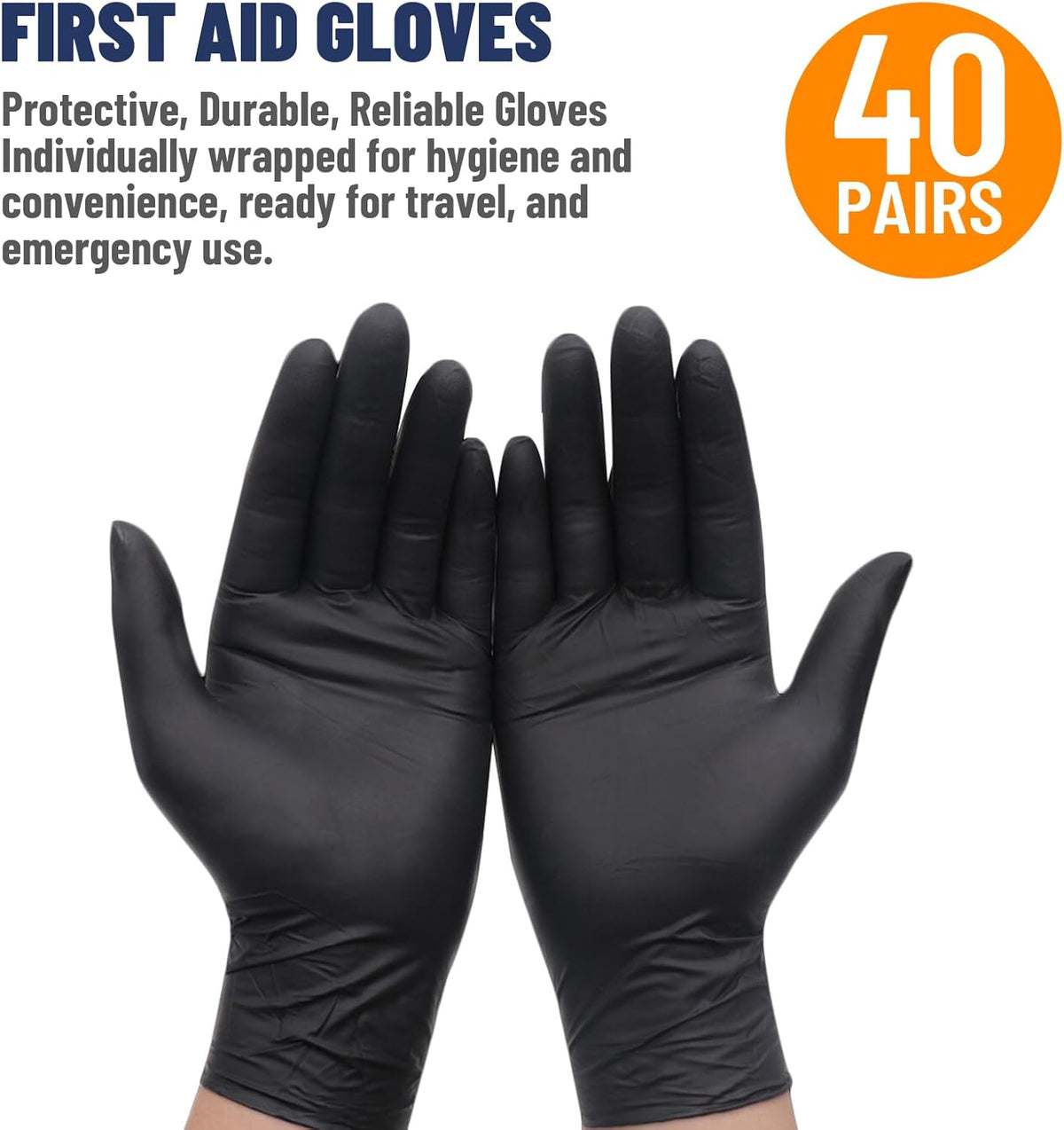 Disposable Nitrile Gloves 5mil, Individually Wrapped 40 Pairs (80 Gloves), Latex Free, Powder Free, Strong Durable Gloves for Food Prep, Cleaning, Automotive, Industrial, Travel Use X-Large