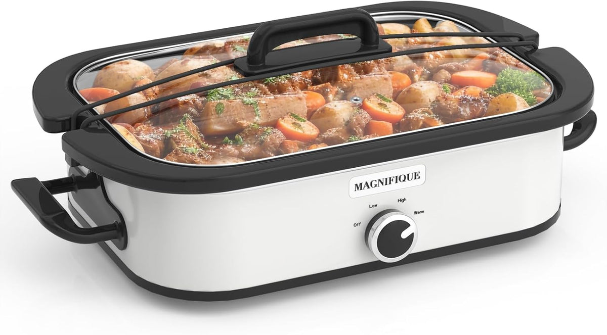 4-Quart Slow Cooker with Casserole Manual Warm Setting - Perfect Crock Pot for Family Dinners, Dishwasher Safe Crock,Versatile Cookware for Large Families or Entertaining