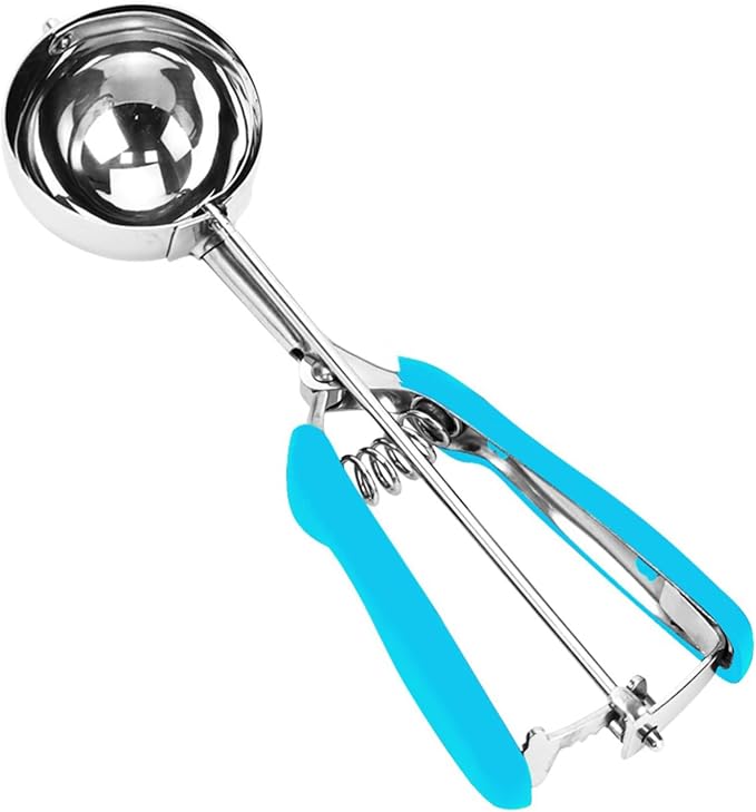 Ice Cream Scoop, Cookie Scoop, 5.3 Tbsp/ 80 ml/ 2.7 oz Cookie Scoops for Baking, 18/8 Stainless Steel Cookie Scooper for Baking, Ice Cream Scooper with Trigger Release, Cookie Dough Scoop(Blue)