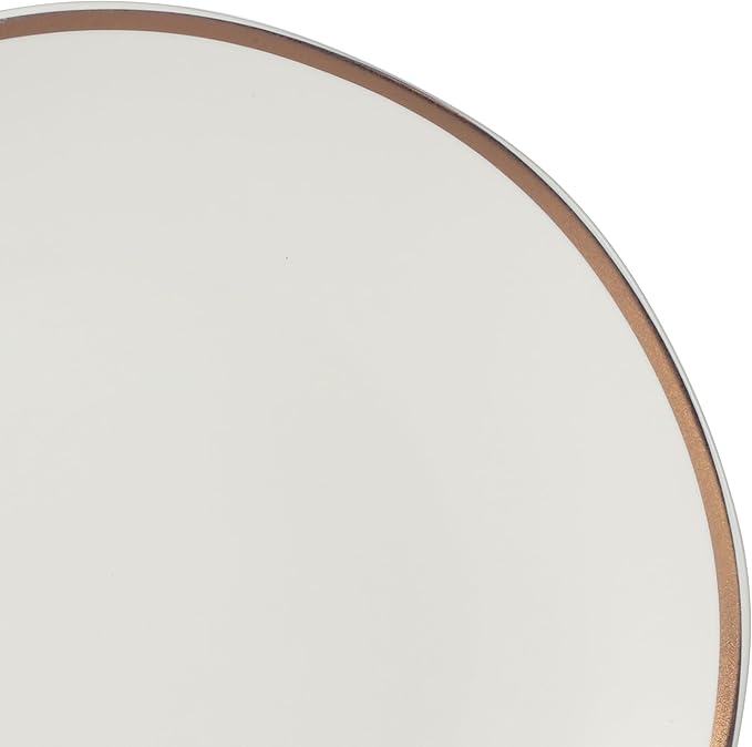 Gibson Elite Kings Road Double Plates and Bowl Organic Round Porcelain Chip and Scratch Resistant Dinnerware Set - Matte White w/Gold Rim
