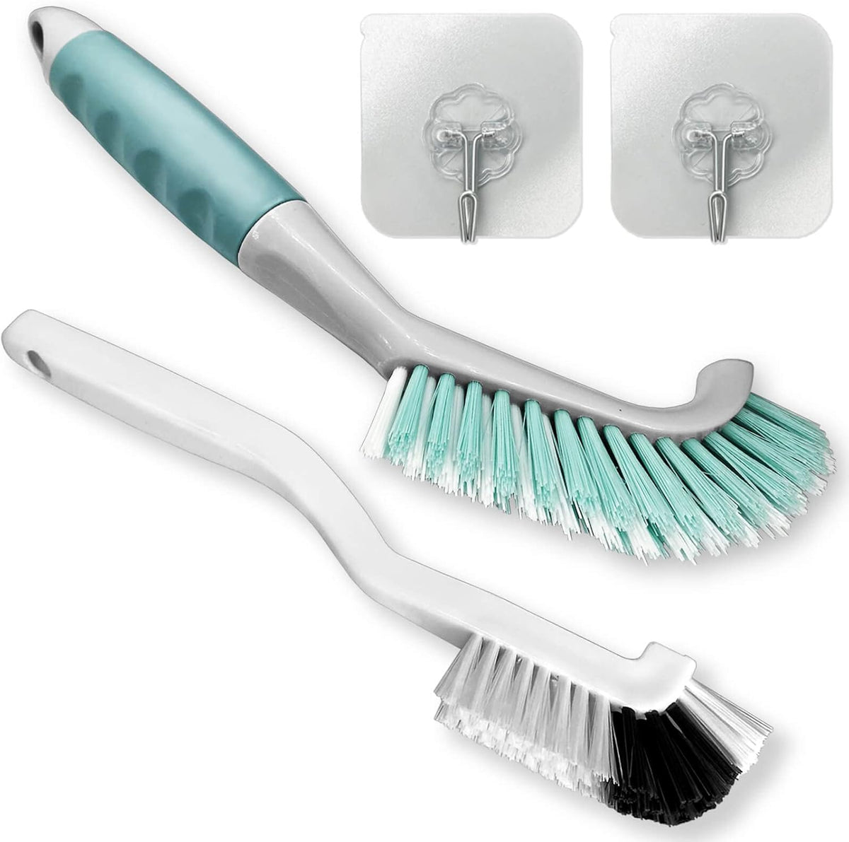 2Pcs Cleaning Brushes, Multi-Purpose Right Angle Brush Scrubbing Kitchen Coffeeroom Tearoom Deep Cleaning Edge Corner Crevices Grout Scrub Bottle Cup Jar Cans for Household Use.