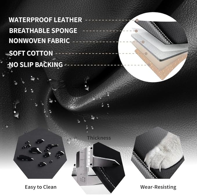 Car Seat Covers Full Set Fit for Buick Encore GX 2012-2026, Premium Faux Leather Waterproof Car Seat Protectors with Lumbar Support, Breathable Anti-Slip Easy to Install(Black&White,Full Set)