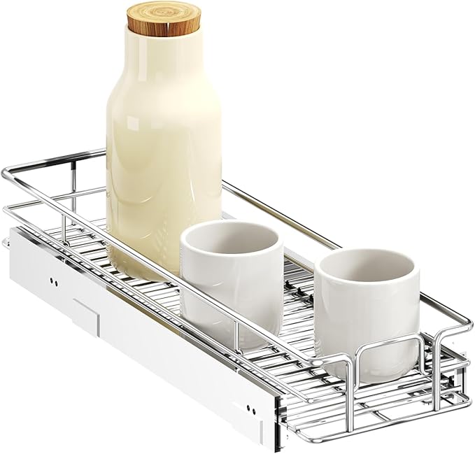 LOVMOR Pull Out Cabinet Organizer 5½" W x 21½" D, Kitchen Cabinet Pull Out Shelves Slide Out Storage