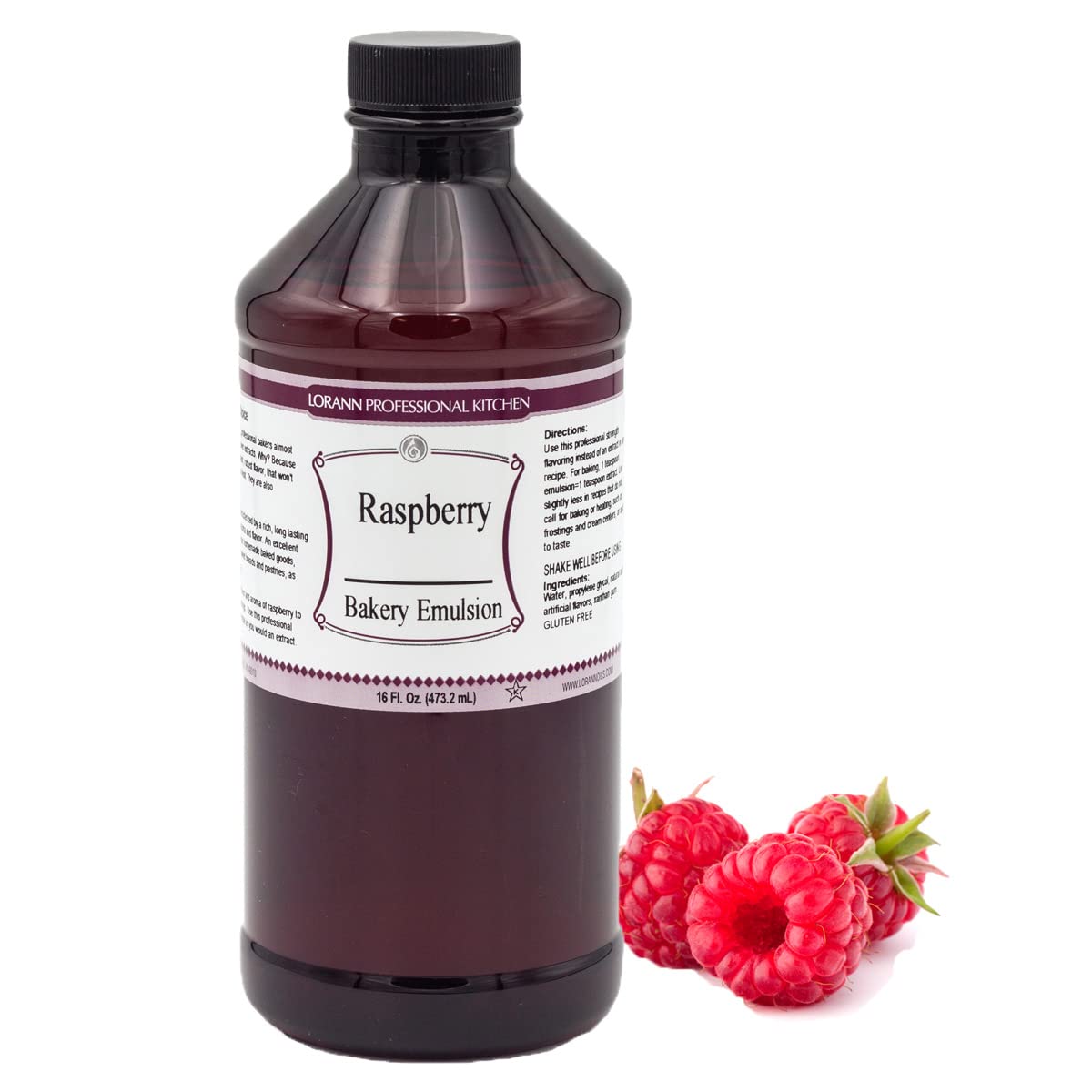 LorAnn Oils Raspberry Bakery Emulsion: True Essence, Ideal for Boosting Fruit Tones in Cakes, Cookies & Desserts, Gluten-Free, Keto-Friendly, Extract Substitute Essential for Your Kitchen,16 Oz
