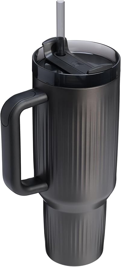 STANLEY Quencher H2.0 Tumbler with Handle and Straw 40 oz | Flowstate 3-Position Lid | Cup Holder Compatible for Travel | Insulated Stainless Steel Cup | BPA-Free | Fluted Black