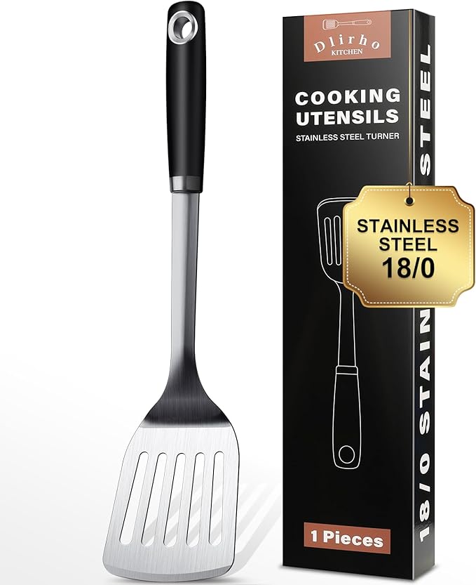 Stainless Steel Spatula Set, 1PC Heavy Duty Turner/Metal Spatula, High Heat Resistant Kitchen Cooking Utensils, Ideal Cookware for Frying Steak, Fish, Eggs or Pancakes
