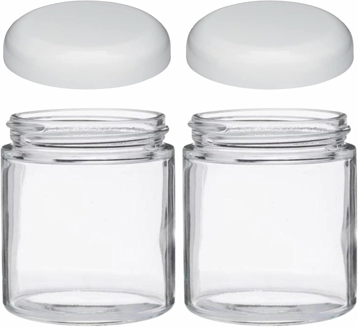 JARMING COLLECTIONS Mason Jars 16 oz Glass Extra Wide Mouth Pint Storage Jars with Lids - BPA Free Plastic Storage Lids - Made in USA - Pint Glass Jars 16 oz with White Lids