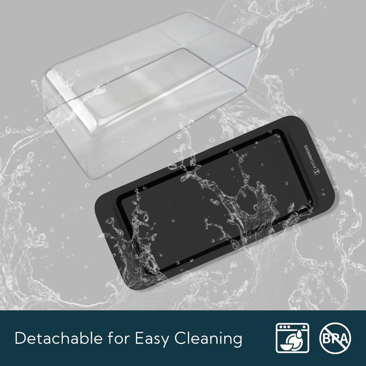 KITCHENDAO Airtight Butter Dish with Lid for Countertop and Fridge, Dishwasher Safe, BPA Free Wide Plastic Butter Keeper for 2 Sticks East Coast/West Coast/European Style/Kerrygold Butter, Black