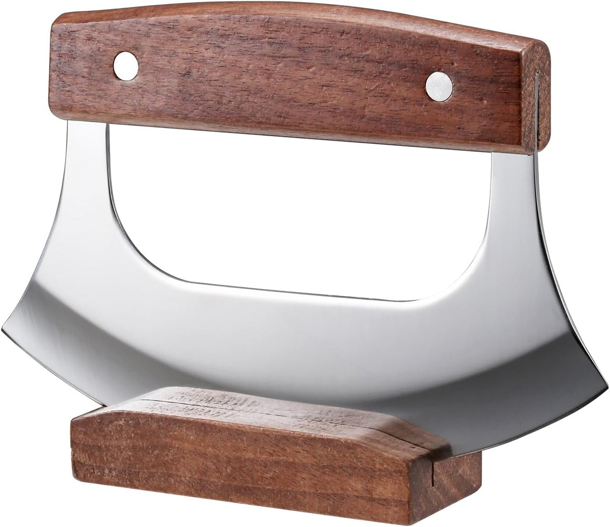 Ulu Knife - Sharp Rocker Mezzaluna Knife with Stand for Cutter Pizza, Meat, Vegetables, Herbs, Salad
