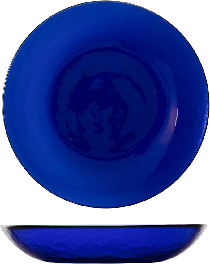 Fortessa Los Cabos Glass Dinnerware Collection, Coupe Entrée Bowl (Set of 4), 8.6 Inch/25oz, Cobalt