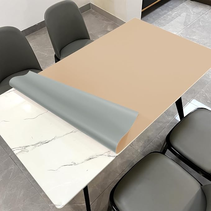Table Cover Rectangle for Dining Room Table - Can Be Used On Both Sides Waterproof and Easy to Clean Good Flatness Used for Dining Table(Light Brown+Gray 44x96)