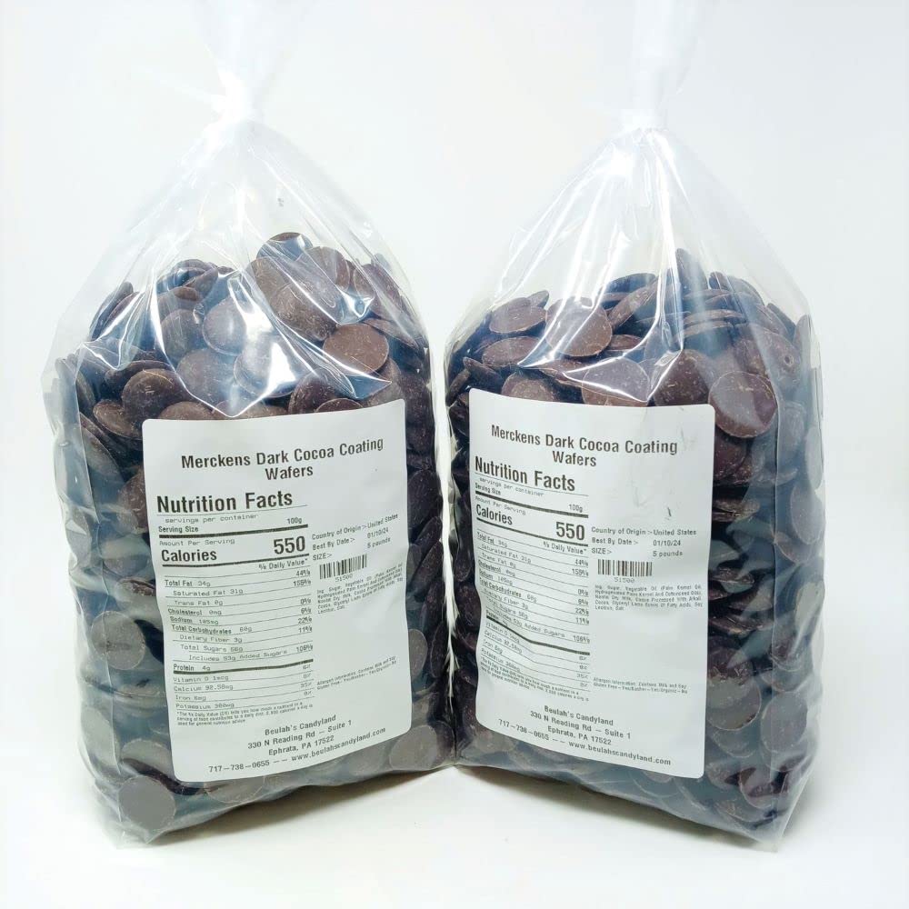 MERCKENS Coating Wafers, Dark Melting Chocolate, Cocoa Dark, 10 Pounds