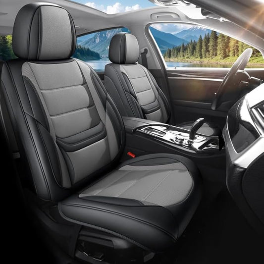 Car Seat Covers Custom Fit for Chevrolet/Chevy Bolt 2016-2026 , Premium Faux Leather Waterproof Car Seat Protectors with Lumbar Support, Breathable Anti-Slip Easy to install(Black&Gray,Full set)