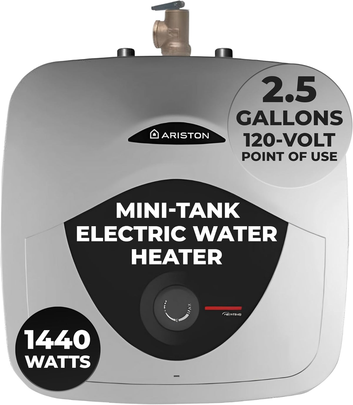 2.5 Gallon Capacity, 120-Volt – Ariston Andris Mini Tank Electric Water Heater – Heating Solution for Under Sink, RV, and Compact Spaces, Smart Boost for Versatile Heating, Simple Installation
