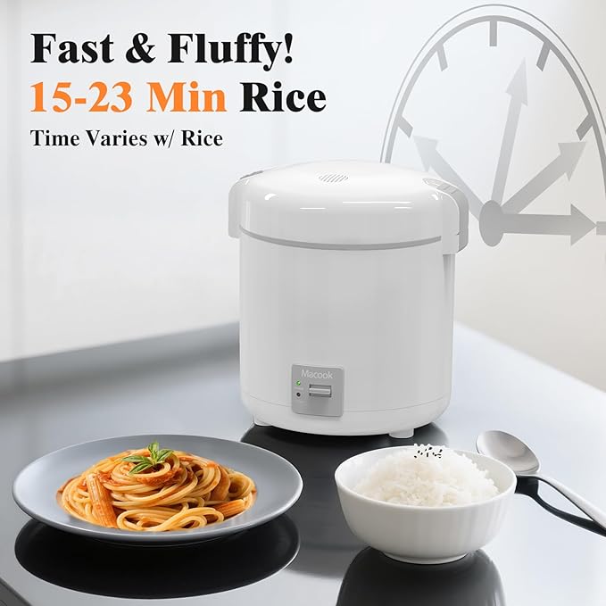 Rice Cooker Small 1-1.5 Cups Uncooked(3 Cups Cooked), Mini Rice Cooker with Removable Nonstick Pot, One Touch&Keep Warm Function, Travel Rice Cooker for Soup Grain Oatmeal Veggie, White