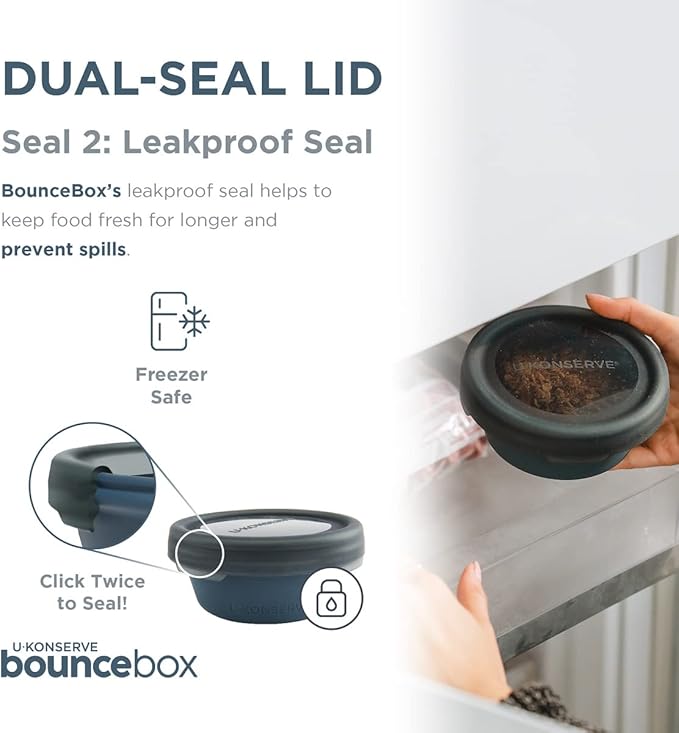 U Konserve Platinum Silicone Food Storage Bento Box Dual Seal Container - Leak Proof, Shatter Proof, Dishwasher Safe, Plastic Free - 20oz (Seafoam)