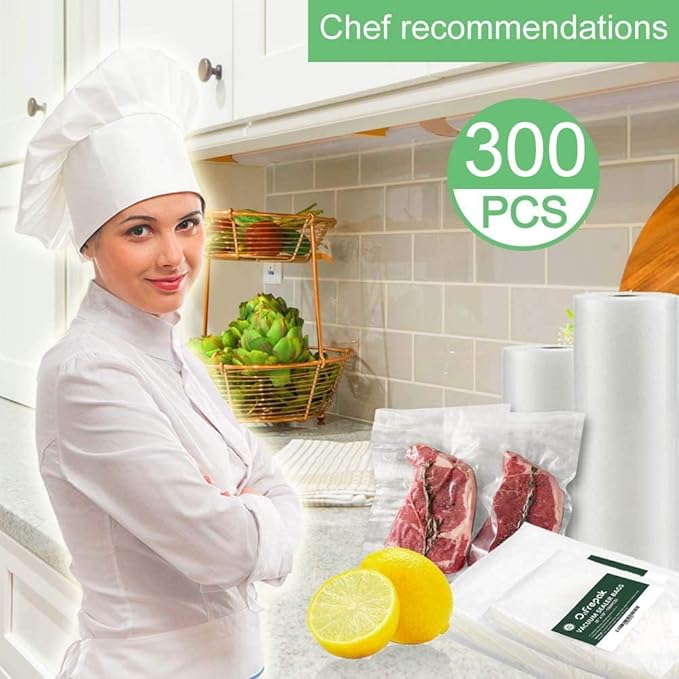 O2frepak 300 Count 8x12 Quart Vacuum Sealer Bags with BPA Free and Heavy Duty, Vacuum Seal Food Sealer Bags,Great for Food Storage Vaccume Sealer PreCut Bag