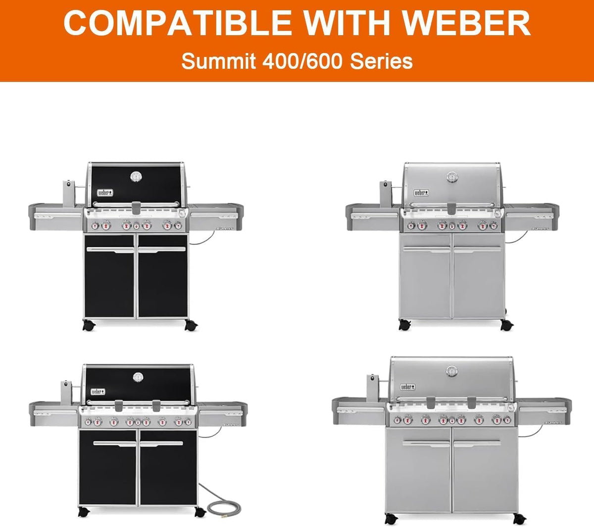 Full-Size Griddle Inserts for Weber Summit 400 Gas Grills, Flat Top Griddle Replacement Parts for Summit E-420 E-450 E-470 S-470, Replace for Weber 67550 Grates