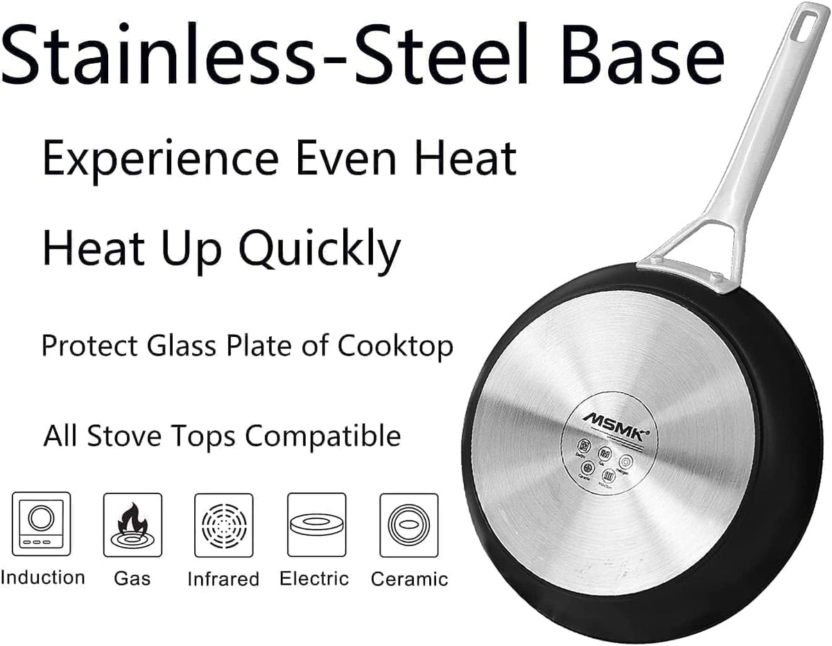 MsMk Small Egg Pan，8 1/2 inch Titanium and Ceramic Nonstick Omelette Pan，Small Frying Pan Safe for Induction，Scratch-resistant，Oven Safe to 700°F Pan for Cooking, Dishwasher Safe