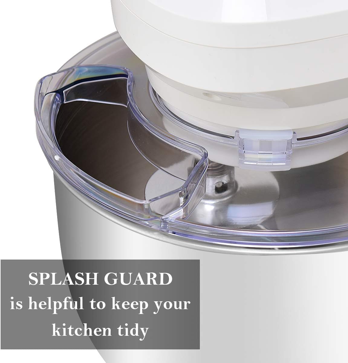 COSTWAY Stand Mixer, 7.5-Quart 660W 6-Speed Electric Mixer with Stainless Steel Bowl, Tilt-head Food Mixer with Dough Hook, Beater, Whisk (White)