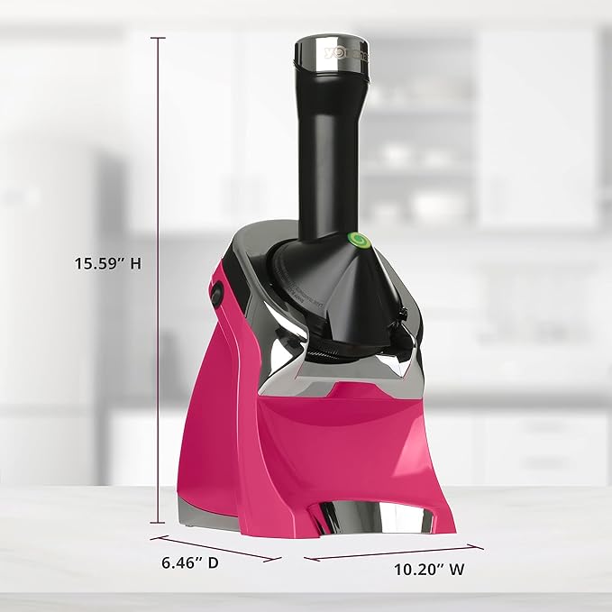 Yonanas 988HP Deluxe Vegan Non-Dairy Frozen Fruit Soft Serve Dessert Maker, BPA Free, Includes 75 Recipes, 200 Watts, Pink